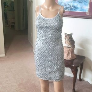 Lascana xs 3d balls Impeccable sequins mesh details spaghetti straps bodycon